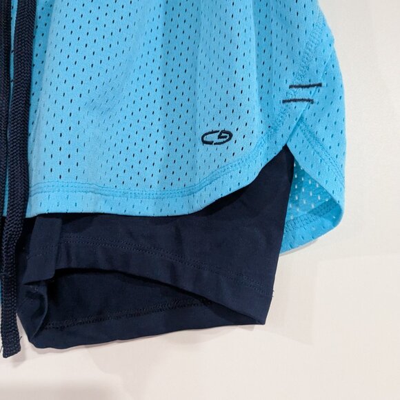 Champion Ahtletic Shorts with Running Liner Turquoise Navy Blue Size Small - Picture 2 of 4